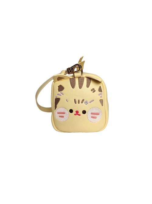 Cute Toast Cat Pure Color Embroidered Toast Design Adjustable Shoulder Strap Sweet Lolita Shoulder Messenger Bag