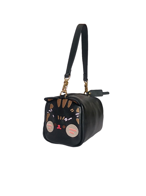 Cute Toast Cat Pure Color Embroidered Toast Design Adjustable Shoulder Strap Sweet Lolita Shoulder Messenger Bag