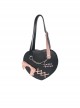 Retro Black Sweetheart Girl Heart Shape Chain Bowknot Decoration Sweet Lolita Portable Messenger Bag