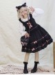 Retro Black Sweetheart Girl Heart Shape Chain Bowknot Decoration Sweet Lolita Portable Messenger Bag