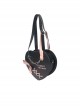 Retro Black Sweetheart Girl Heart Shape Chain Bowknot Decoration Sweet Lolita Portable Messenger Bag