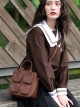 Bear Chocolate Series College Style Striped Bear Print Cute Girls School Lolita Portable Messenger Bag