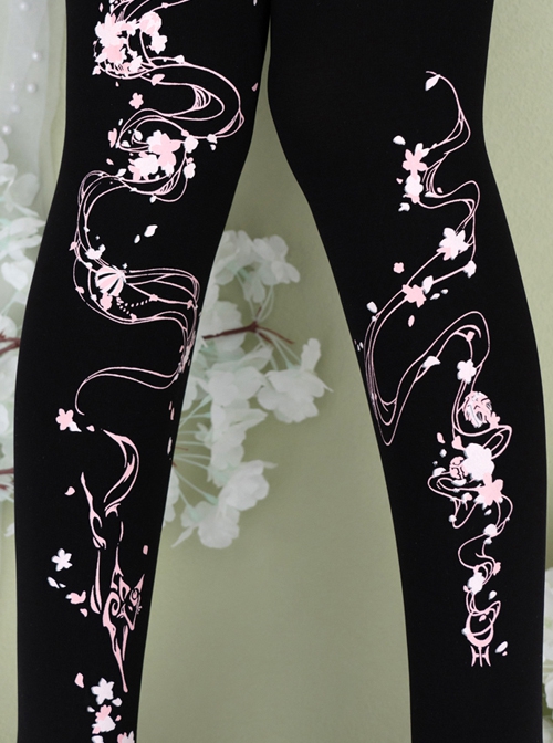 Fox Cherry Blossom Series Daily All-Match Fox Cherry Blossom Digital Printing Classic Lolita Pantyhose