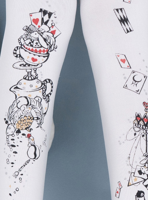 Alice's Afternoon Tea Series Pure Color Autumn Winter Simple Daily Wonderland Print Classic Lolita Pantyhose