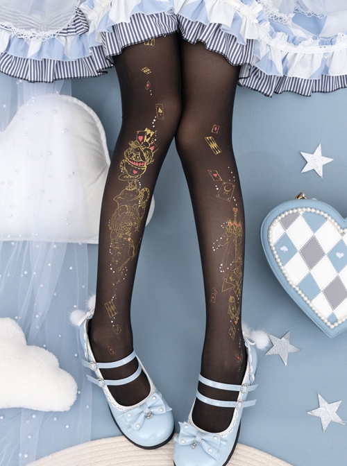 Alice's Afternoon Tea Series Summer Thin Daily Wonderland Print Classic Lolita Pantyhose