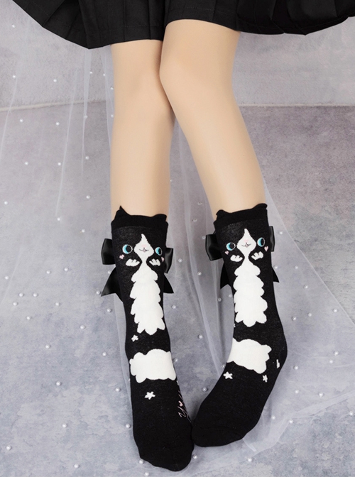 Cat Cotton Series Cute Cat Bowknot Decoration Sweet Lolita Cotton Socks