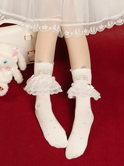 Cat Cotton Series Cute Cat Bowknot Decoration Sweet Lolita Cotton Socks