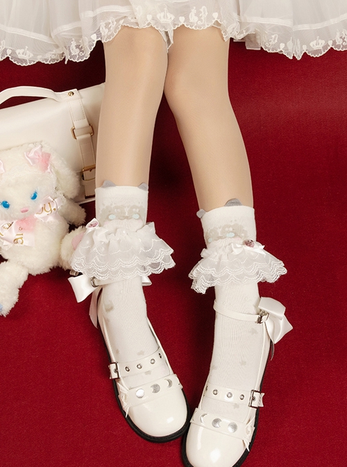 Cat Cotton Series Cute Cat Bowknot Decoration Sweet Lolita Cotton Socks