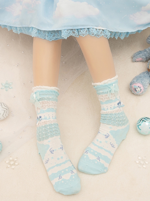 One World Cake Series Cute Candy Cake Bowknot Decoration Sweet Lolita Cotton Socks