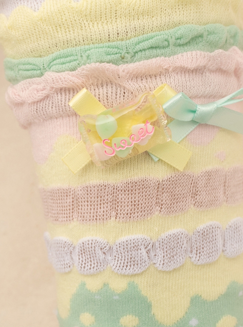 One World Cake Series Cute Candy Cake Bowknot Decoration Sweet Lolita Cotton Socks