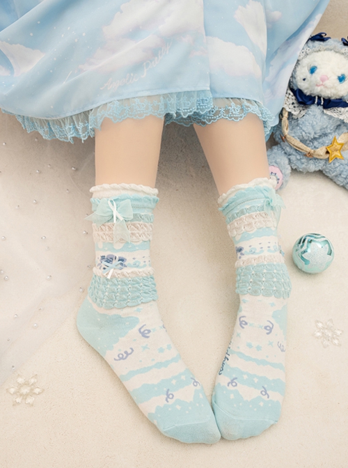 One World Cake Series Cute Candy Cake Bowknot Decoration Sweet Lolita Cotton Socks