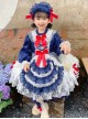 Retro Spring Autumn Cute Princess Bowknot Lace Design Sweet Lolita Kids Long Sleeve Dress