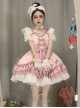 Peach Oolong Series Gentle Pink Bowknot Decoration Lace Hem Sweet Lolita Short Sleeve Dress