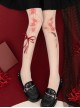 Road To Hades Series Stereoscopic Bowknot Decorated Flower Print Summer Thin Gothic Lolita Pantyhose