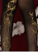 Moon Palace Series Black Chinese Style Summer Thin Golden Handwork Printing Classic Lolita Pantyhose