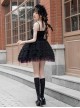 Midnight Ballet Series Black Purple Lace Stitching Ballet Style Detachable Camellia Flower Brooch Decoration Classic Lolita Sleeveless Dress