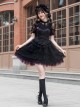 Midnight Ballet Series Black Purple Lace Stitching Ballet Style Detachable Camellia Flower Brooch Decoration Classic Lolita Sleeveless Dress