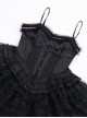 Midnight Ballet Series Black Purple Lace Stitching Ballet Style Detachable Camellia Flower Brooch Decoration Classic Lolita Sleeveless Dress