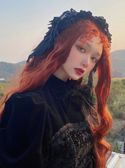 Demon Wings Series Bowknot Decoration Three-Dimensional Embroidered Wings Handmade Cross Gothic Lolita Headband