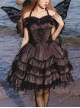 Silent Melody Series Ballet Style Pure Color Backless Elegant Lace Stitching Gothic Lolita Short Sleeve Dress