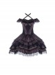 Silent Melody Series Ballet Style Pure Color Backless Elegant Lace Stitching Gothic Lolita Short Sleeve Dress