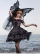 Silent Melody Series Ballet Style Pure Color Backless Elegant Lace Stitching Gothic Lolita Short Sleeve Dress