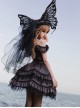 Silent Melody Series Ballet Style Pure Color Backless Elegant Lace Stitching Gothic Lolita Short Sleeve Dress