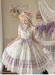 Purple Bellflower Print Cute Puff Sleeves Lace Ruffles Hem Elegant Square Neck Classic Lolita Short Sleeve Dress