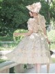 Summer Solstice Series Lace Translucent Design Daisy Cherry Floral Print Ruffle Hem Summer Classic Lolita Short Sleeve Dress