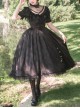 Summer Solstice Series Black Lace Elegant Butterfly Cherry Floral Print Summer Daily Classic Lolita Short Sleeve Dress