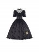 Summer Solstice Series Black Lace Elegant Butterfly Cherry Floral Print Summer Daily Classic Lolita Short Sleeve Dress