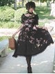 Summer Solstice Series Black Lace Elegant Butterfly Cherry Floral Print Summer Daily Classic Lolita Short Sleeve Dress