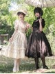 Summer Solstice Series Black Lace Elegant Butterfly Cherry Floral Print Summer Daily Classic Lolita Short Sleeve Dress