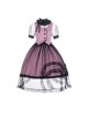 Bach Old Testament Series Pure Color Love Button Retro Polka Dot Top Embroidered Hem Classic Lolita Sleeveless Dress Set