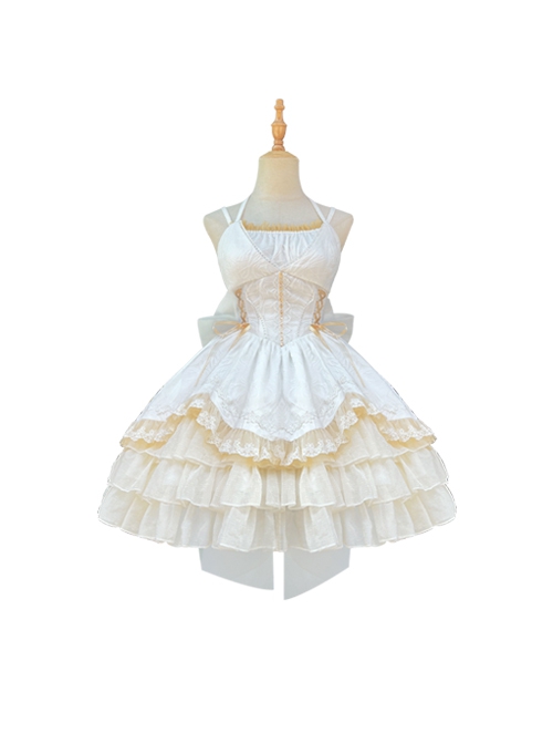 Dream Dance Series Elegant Corset Slim Ballet Style Bowknot Decoration Lace Classic Lolita Sleeveless Dress