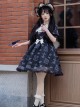 Lace Stitching Round Neck Butterfly Embroidery Cute Puff Sleeve Butterfly Print Daily Simple Gothic Lolita Short Sleeve Dress