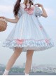 Summer Sweetheart Series Fresh Daily Navy Collar High Waist Striped Love Bowknot Lace Sweet Lolita Short Sleeve Dress