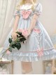 Summer Sweetheart Series Fresh Daily Navy Collar High Waist Striped Love Bowknot Lace Sweet Lolita Short Sleeve Dress