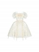 Spring Summer Pure Color Puff Sleeve Elegant Bowknot Decoration Detachable Trailing Classic Lolita Short-Sleeved Dress