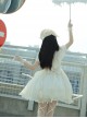 Spring Summer Pure Color Puff Sleeve Elegant Bowknot Decoration Detachable Trailing Classic Lolita Short-Sleeved Dress