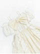 Spring Summer Pure Color Puff Sleeve Elegant Bowknot Decoration Detachable Trailing Classic Lolita Short-Sleeved Dress