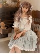 Flower Language Series White Lace Lantern Sleeve Top Blue Flower Decoration Cake Skirt Classic Lolita Top Skirt Set