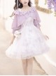 Daily Elegant Girl Purple Lantern Sleeve Short Coat Rose Print Slim Fit Classic Lolita Sleeveless Dress Set