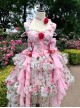 Rose Floral Print Stereoscopic Rose Bowknot Decoration Oversized Bowknot Trailing Design Backless Classic Lolita Sleeveless Dress