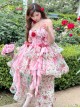 Rose Floral Print Stereoscopic Rose Decoration Oversized Bowknot Trailing Design Backless Classic Lolita Sleeveless Dress