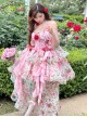 Rose Floral Print Stereoscopic Rose Bowknot Decoration Oversized Bowknot Trailing Design Backless Classic Lolita Sleeveless Dress