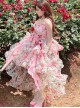 Rose Floral Print Stereoscopic Rose Bowknot Decoration Oversized Bowknot Trailing Design Backless Classic Lolita Sleeveless Dress