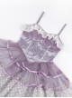 Star Trail Series Purple Lace Satin Star Mesh Ballet Style Miniskirt Classic Lolita Sleeveless Dress