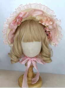 Pastoral Style Lace Flower Sunscreen Elegant Ribbon Bowknot Decoration Binding Band Classic Lolita Hat