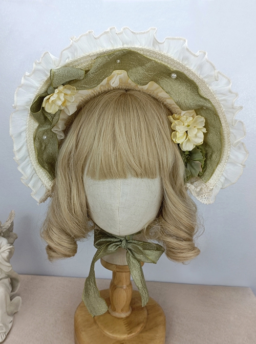 Pastoral Style Lace Flower Sunscreen Elegant Ribbon Bowknot Decoration Binding Band Classic Lolita Hat